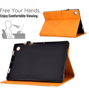 For Lenovo M10 Plus Embossed Smile Flip Tablet Leather Case(Khaki)