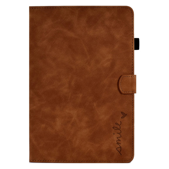 For Lenovo Tab M10 Plus 3rd Gen 10.6 inch Embossed Smile Flip Tablet Leather Case(Brown)