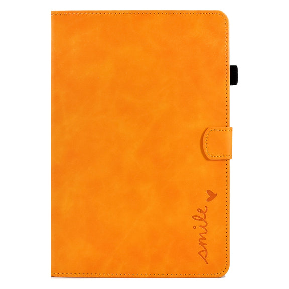 For Lenovo Tab M10 Plus 3rd Gen 10.6 inch Embossed Smile Flip Tablet Leather Case(Khaki)