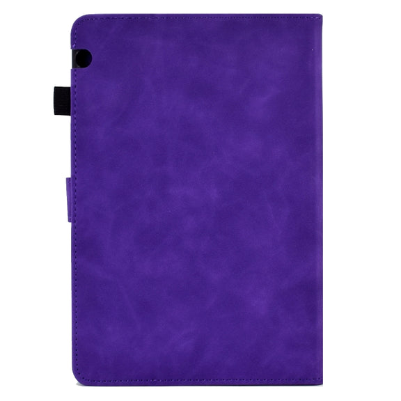 For Huawei MediaPad T5 Embossed Smile Flip Tablet Leather Case(Purple)