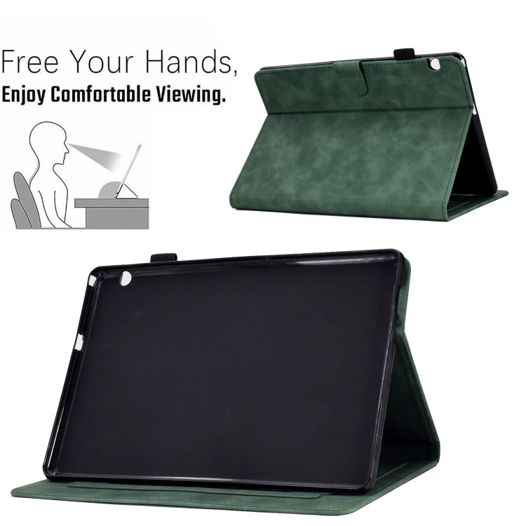 For Huawei MediaPad T5 Embossed Smile Flip Tablet Leather Case(Green)