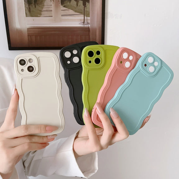 For iPhone 11 Pro Max Wave Edge Silicone Phone Case(Black)