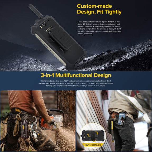 For Ulefone Armor 20WT Ulefone Back Clip Phone Case with Carabiner (Black)