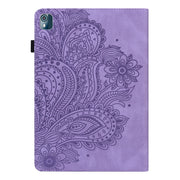 For Nokia T10 Peacock Embossed Pattern Leather Tablet Case(Purple)