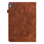 For Nokia T10 Peacock Embossed Pattern Leather Tablet Case(Brown)