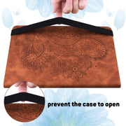 For Nokia T10 Peacock Embossed Pattern Leather Tablet Case(Brown)