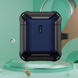 For AirPods 1 / 2 Sliding Buckle Wireless Earphone Protective Case with Hook(Black Blue) - For AirPods 1/2 by PMC Jewellery | Online Shopping South Africa | PMC Jewellery | Buy Now Pay Later Mobicred