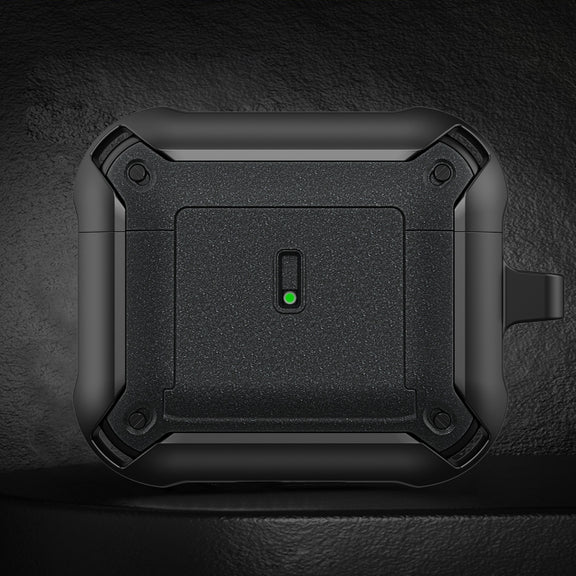 For AirPods 3 Sliding Buckle Wireless Earphone Protective Case with Hook(Black)