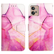 For Motorola Moto G32 PT003 Marble Pattern Flip Leather Phone Case(Pink Purple)