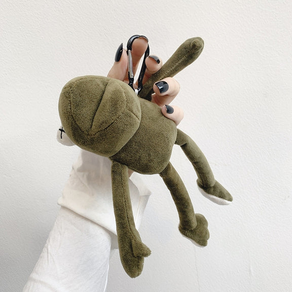 For AirPods 1 / 2 Plush Cute Frog Doll Headphone Protective Case with Hook