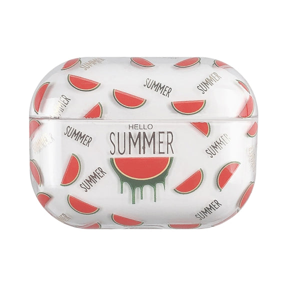 For AirPods Pro 2 Bronzing Fruit Pattern PC Earphone Hard Protective Case(Watermelon)