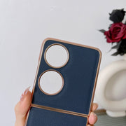 For Huawei P50 Pocket Genuine Leather Luolai Series Nano Plating Phone Case(Red)