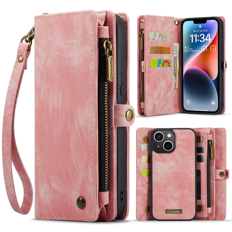 For iPhone 14 CaseMe 008 Detachable Multifunctional Leather Phone Case(Pink)