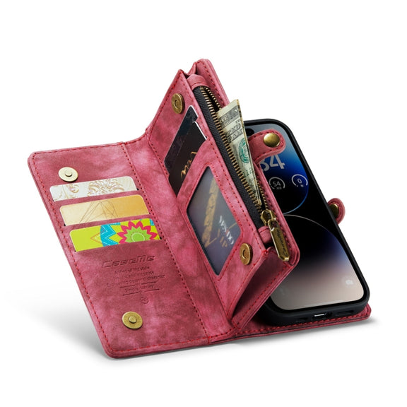 For iPhone 14 Pro CaseMe 008 Detachable Multifunctional Leather Phone Case(Red)