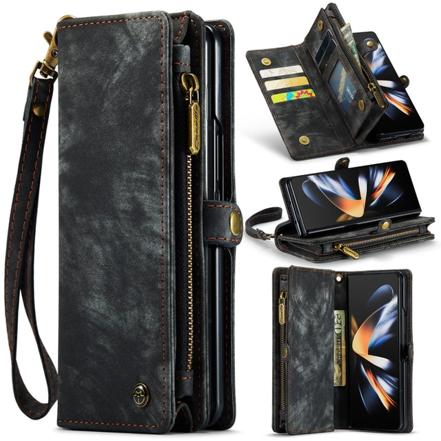 For Samsung Galaxy Z Fold4 CaseMe 008 Detachable Multifunctional Leather Phone Case(Black)
