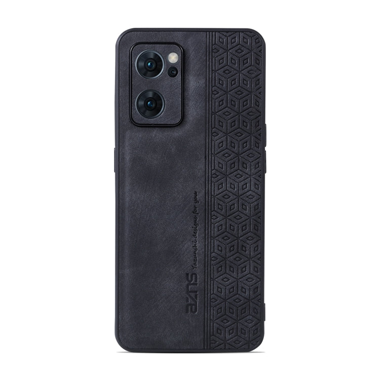 For OPPO Reno7 5G AZNS 3D Embossed Skin Feel Phone Case(Black)