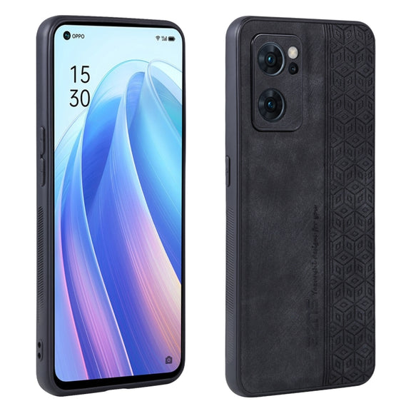 For OPPO Reno7 5G AZNS 3D Embossed Skin Feel Phone Case(Black)