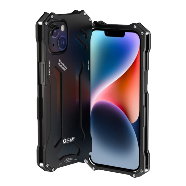 For iPhone 14 Plus R-JUST RJ17 Shockproof Armor Metal Phone Case(Black)