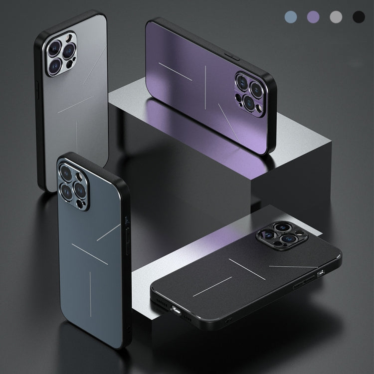 For iPhone 14 Plus R-JUST RJ52 3-Line Style Metal TPU Shockproof Phone Case(Purple)