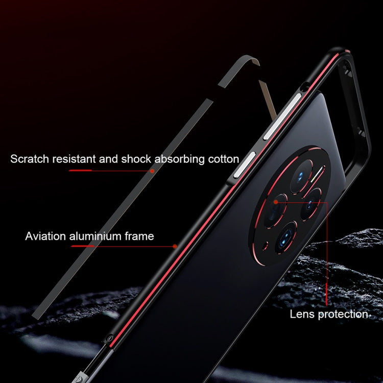 For Huawei Mate 50 Pro LK Aurora Metal Phone Frame with Lens Cover(Black Blue)