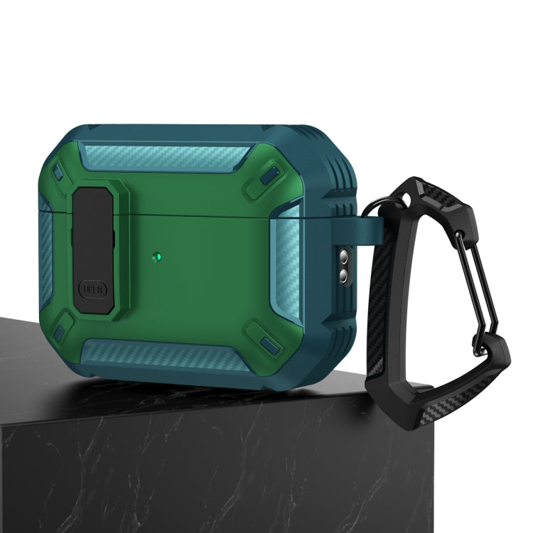 For AirPods Pro 2 Shield Shockproof Earphone Protective Case with Hook(Green)