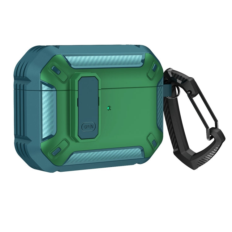 For AirPods Pro 2 Shield Shockproof Earphone Protective Case with Hook(Green)