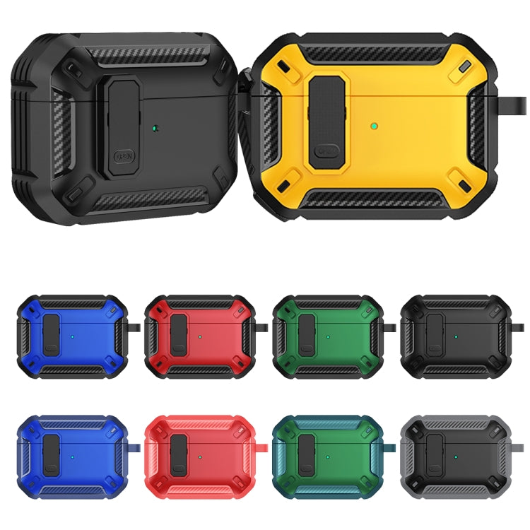 For AirPods Pro 2 Shield Shockproof Earphone Protective Case with Hook(Grey Black)