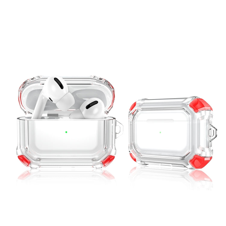 For AirPods Pro 2 Dual-color PC Shockproof Earphone Case with Hook(Red)