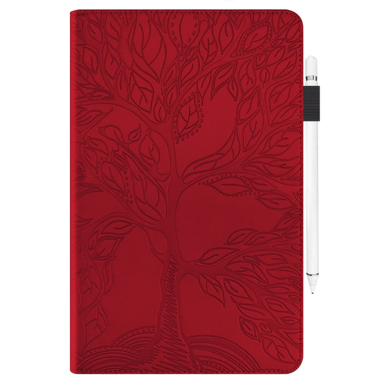 For 8 inch Life Tree Pattern Flip Universal Leather Tablet Case(Red)