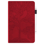 For 10 inch Life Tree Pattern Flip Universal Leather Tablet Case(Red)