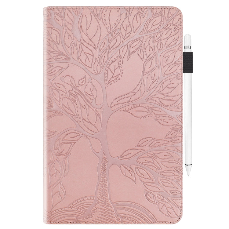 For 10 inch Life Tree Pattern Flip Universal Leather Tablet Case(Rose Gold)