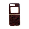 For Motorola Moto Razr 2022 Crocodile Texture Genuine Leather Nano Electroplating Phone Case(Coffee) - Motorola Cases by PMC TechLife | Online Shopping South Africa | PMC TechLife | Buy Now Pay Later Mobicred