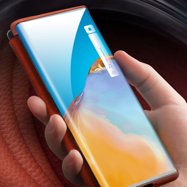 For Huawei P40 Pro QIALINO Litchi Texture Side Window View Leather Phone Case(Orange)