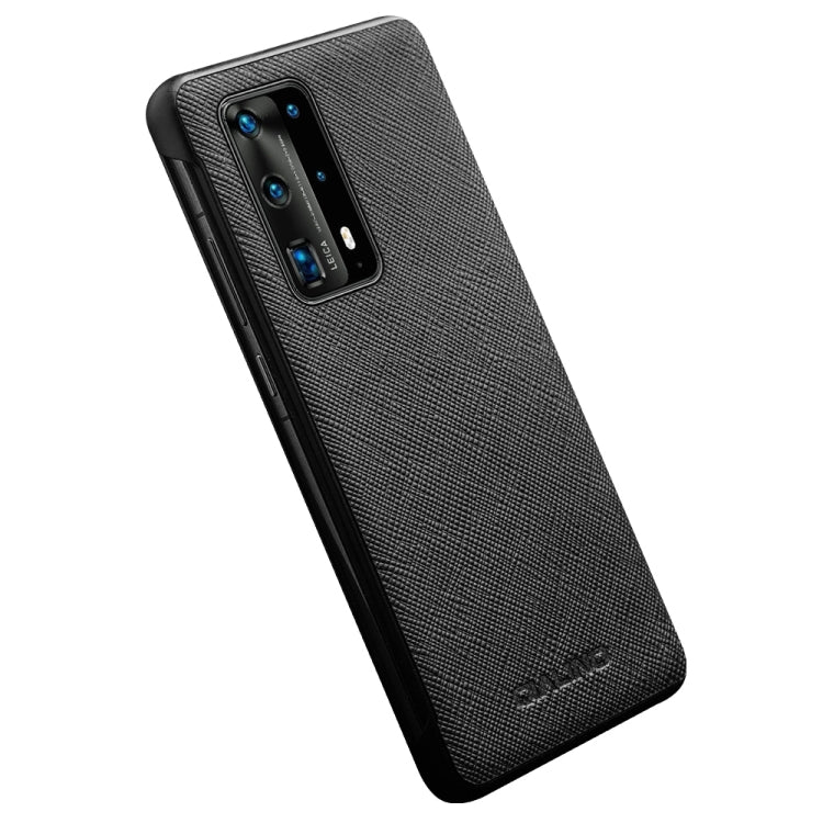 For Huawei P40 Pro QIALINO Puda Texture Side Window View Leather Phone Case(Black)