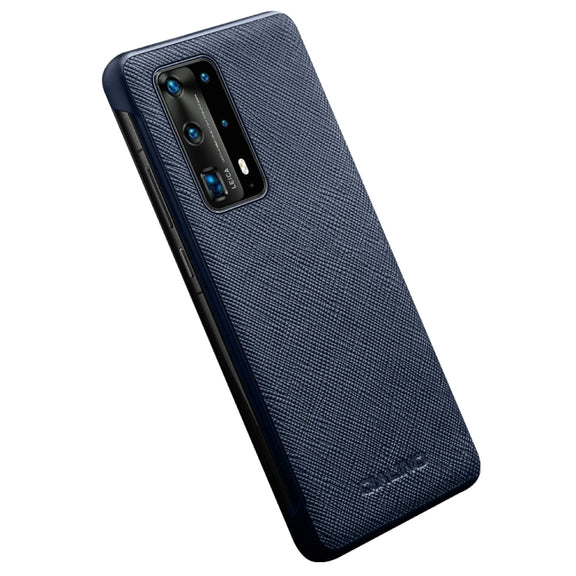For Huawei P40 Pro QIALINO Puda Texture Side Window View Leather Phone Case(Blue)
