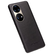 For Huawei P50 Pro QIALINO Cowhide Texture Genuine Leather Phone Case(Black)