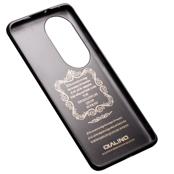 For Huawei P50 Pro QIALINO Cowhide Texture Genuine Leather Phone Case(Black)
