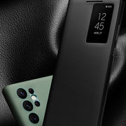 For Samsung Galaxy S22 Ultra 5G QIALINO Magnetic Genuine Leather Phone Case(Black)