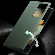 For Samsung Galaxy S22 Ultra 5G QIALINO Magnetic Genuine Leather Phone Case(Black)
