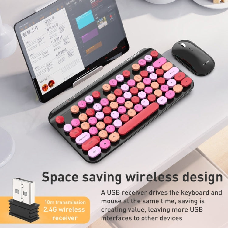 FOREV FFVWI9 Mixed Color Portable 2.4G Wireless Keyboard Mouse Set(Green)