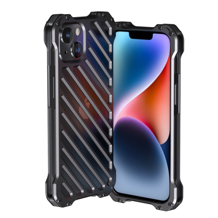 For iPhone 14 Plus R-JUST Breathable Armor Phone Case(Silver Grey)