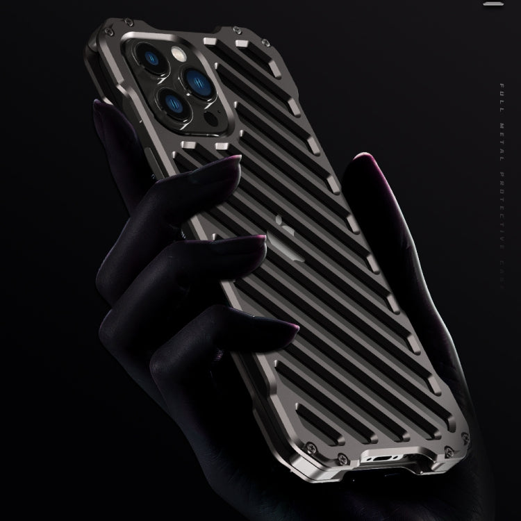 For iPhone 14 Pro Max R-JUST Breathable Armor Phone Case(Silver Grey)