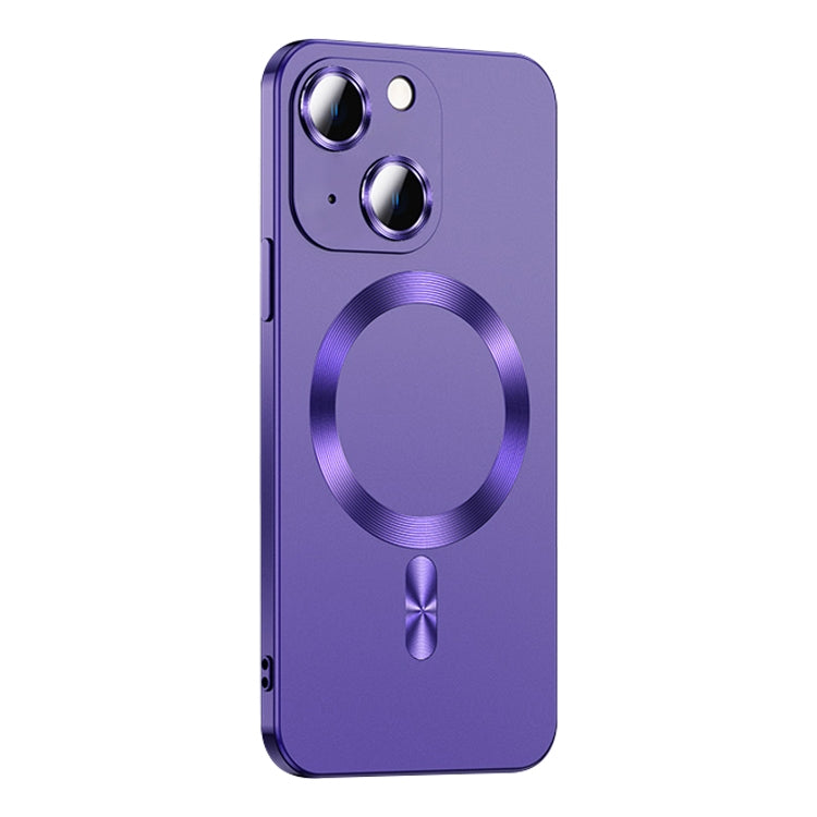 For iPhone 13 Liquid Lens Protector Magsafe Phone Case(Dark Purple)