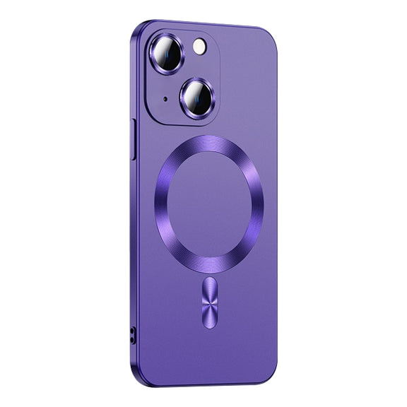 For iPhone 13 Liquid Lens Protector Magsafe Phone Case(Dark Purple)