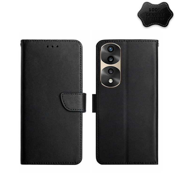 For Honor 70 Pro/70 Pro+ Genuine Leather Fingerprint-proof Flip Phone Case(Black)