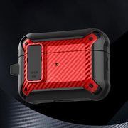 For AirPods Pro 2 Bumblebee Carbon Fiber Earphone Protective Case(Black Red)