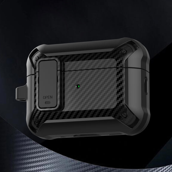 For AirPods Pro 2 Bumblebee Carbon Fiber Earphone Protective Case(Black)