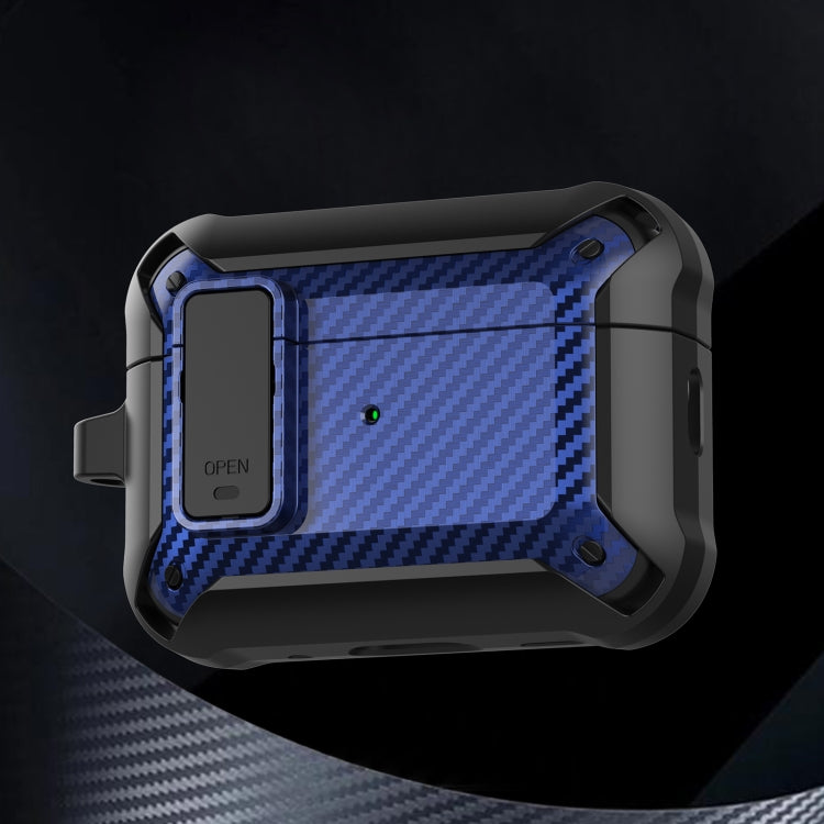 For AirPods Pro 2 Bumblebee Carbon Fiber Earphone Protective Case(Black Blue)