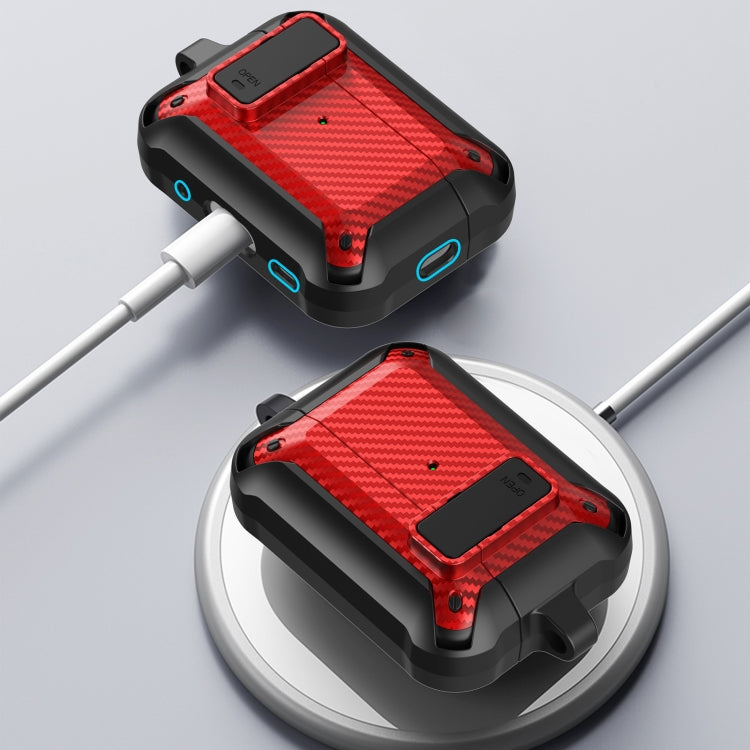 For AirPods Pro 2 Bumblebee Carbon Fiber Earphone Protective Case(Black Blue)