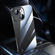 For iPhone 14 Electroplating Frameless Clear PC Phone Case(Black)